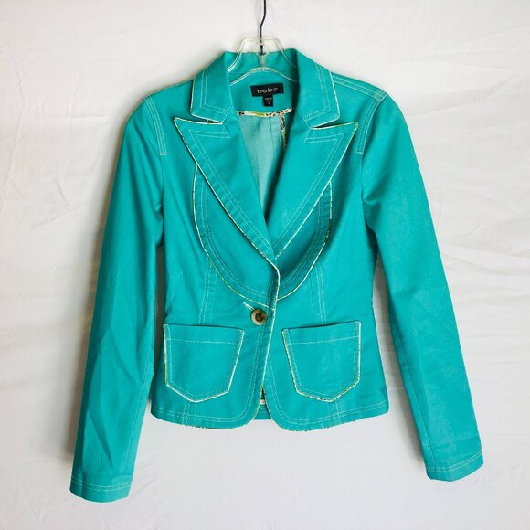 Bebe Women's Size 4 Mint Teal Blazer Jacket - Picture 1 of 4